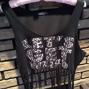 Crop top w shredded bottom